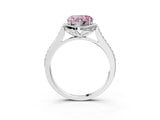 White gold Fancy Pink Heart  Halo Round Diamond Pave Band with Four-Prong Setting_53