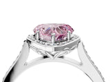 White gold Fancy Pink Heart  Halo Round Diamond Pave Band with Four-Prong Setting_54