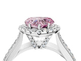 White gold Fancy Pink Heart  Halo Round Diamond Pave Band with Prong Setting 4