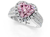 White gold Fancy Pink Heart  Halo Round Diamond Pave Band with Prong Setting_13