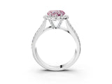 White gold Fancy Pink Heart  Halo Round Diamond Pave Band with Prong Setting_15