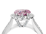 White gold Fancy Pink Heart  Halo Round Diamond Pave Band with Prong Setting_16