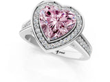 White gold Fancy Pink Heart  Halo Solitaire Diamond Ring with Pave Band and Bezel Setting_50