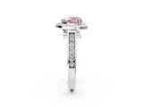 White gold Fancy Pink Heart  Halo Solitaire Diamond Ring with Pave Band and Bezel Setting_51