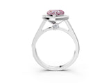 White gold Fancy Pink Heart  Halo Solitaire Diamond Ring with Pave Band and Bezel Setting_52
