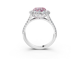 White gold Fancy Pink Heart  Halo Split Shank Diamond Engagement Ring with Pave Band and Four-Prong Setting_57