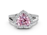 White gold Fancy Pink Heart  Halo Split Shank Diamond Ring with Four-Prong Setting_32