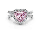 White gold Fancy Pink Heart  Halo Split Shank Diamond Ring with Pavé Setting_38