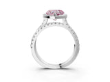 White gold Fancy Pink Heart  Halo Split Shank Diamond Ring with Pavé Setting_41