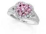 White gold Fancy Pink Heart  Halo Split Shank Diamond Ring with Prong Setting_21