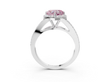 White gold Fancy Pink Heart  Halo Split Shank Diamond Ring with Prong Setting_23