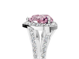 White gold Fancy Pink Heart  Halo Split Shank Diamond Ring with Prong Setting_25