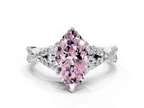 White gold Fancy Pink Heart  Halo Twist Band Solitaire Prong Setting Ring_77