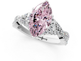 White gold Fancy Pink Heart  Halo Twist Band Solitaire Prong Setting Ring_78