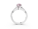 White gold Fancy Pink Heart  Halo Twist Band Solitaire Prong Setting Ring_80