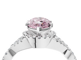 White gold Fancy Pink Heart  Halo Twist Band Solitaire Prong Setting Ring_81