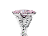 White gold Fancy Pink Heart  Halo Twist Band Solitaire Prong Setting Ring_82