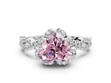 White gold Fancy Pink Heart  Halo Twist Band Solitaire Ring with Six-Prong Setting_32