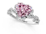 White gold Fancy Pink Heart  Halo Twist Band Solitaire Ring with Six-Prong Setting_33