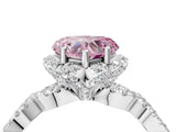 White gold Fancy Pink Heart  Halo Twist Band Solitaire Ring with Six-Prong Setting_36