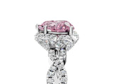 White gold Fancy Pink Heart  Halo Twist Band Solitaire Ring with Six-Prong Setting_37