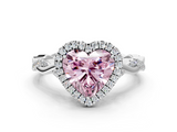 White gold Fancy Pink Heart  Halo Twist Band Solitaire Ring_20