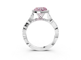 White gold Fancy Pink Heart  Halo Twist Band Solitaire Ring_23