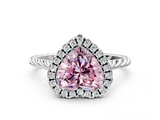 White gold Fancy Pink Heart  Halo Twisted Band Four-Prong Diamond Ring_19