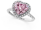 White gold Fancy Pink Heart  Halo Twisted Band Four-Prong Diamond Ring_21