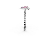 White gold Fancy Pink Heart  Halo Twisted Band Four-Prong Diamond Ring_21