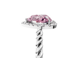 White gold Fancy Pink Heart  Halo Twisted Band Four-Prong Diamond Ring_24
