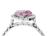White gold Fancy Pink Heart  Halo Twisted Band Four-Prong Diamond Ring_24