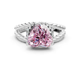 White gold Fancy Pink Heart  Halo Twisted Band Four-Prong Ring_56
