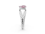 White gold Fancy Pink Heart  Halo Twisted Band Four-Prong Ring_57