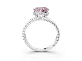 White gold Fancy Pink Heart  Halo Twisted Band Four-Prong Ring_59
