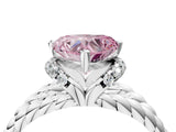 White gold Fancy Pink Heart  Halo Twisted Band Four-Prong Ring_60