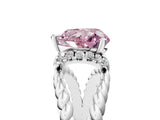 White gold Fancy Pink Heart  Halo Twisted Band Four-Prong Ring_61