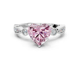 White gold Fancy Pink Heart  Milgrain Bezel Diamond Engagement Ring with Solitaire Prong Setting_138