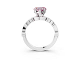 White gold Fancy Pink Heart  Milgrain Bezel Diamond Engagement Ring with Solitaire Prong Setting_141