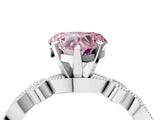 White gold Fancy Pink Heart  Milgrain Bezel Diamond Engagement Ring with Solitaire Prong Setting_142