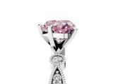 White gold Fancy Pink Heart  Milgrain Bezel Diamond Engagement Ring with Solitaire Prong Setting_143
