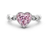 White gold Fancy Pink Heart  Milgrain Marquise Diamond Twist Band Ring_62