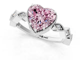 White gold Fancy Pink Heart  Milgrain Marquise Diamond Twist Band Ring_63
