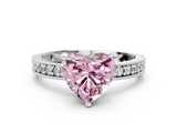 White gold Fancy Pink Heart  Milgrain Pave Diamond Engagement Ring with Four-Prong Setting_172