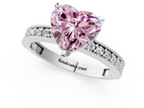 White gold Fancy Pink Heart  Milgrain Pave Diamond Engagement Ring with Four-Prong Setting_173