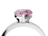 White gold Fancy Pink Heart  Milgrain Pave Diamond Engagement Ring with Four-Prong Setting_176