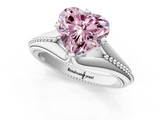 White gold Fancy Pink Heart  Solitaire Beaded Band Six-Prong Setting_1
