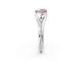 White gold Fancy Pink Heart  Solitaire Beaded Band Six-Prong Setting_2