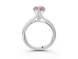White gold Fancy Pink Heart  Solitaire Beaded Band Six-Prong Setting_3