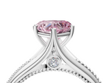 White gold Fancy Pink Heart  Solitaire Beaded Band Six-Prong Setting_4